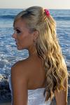 Danielle Modeling Her Extensions at a Photo Shoot on the Beach with Hair and Makeup by Owner, Ann Merin
